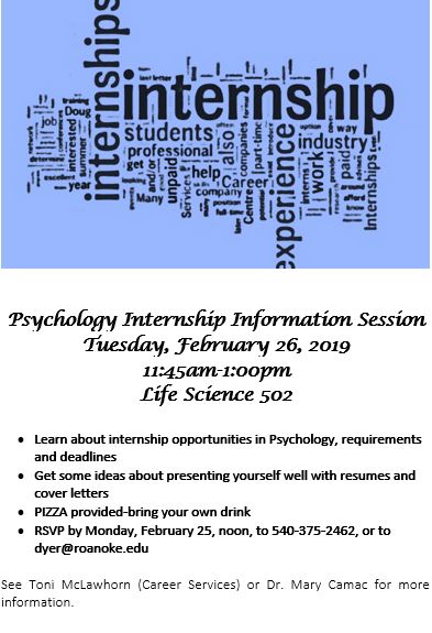 PSYC Internship Information Session | Roanoke College Psychology Department